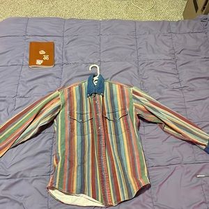 vintage/retro colorful striped denim flannel